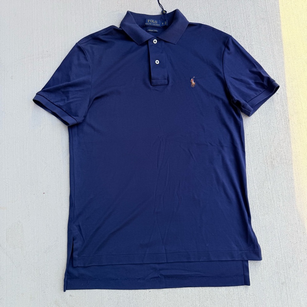 Polo Ralph Lauren Pima Soft Touch Polo Shirt Navy Blue Size Small Men Flesh Pony